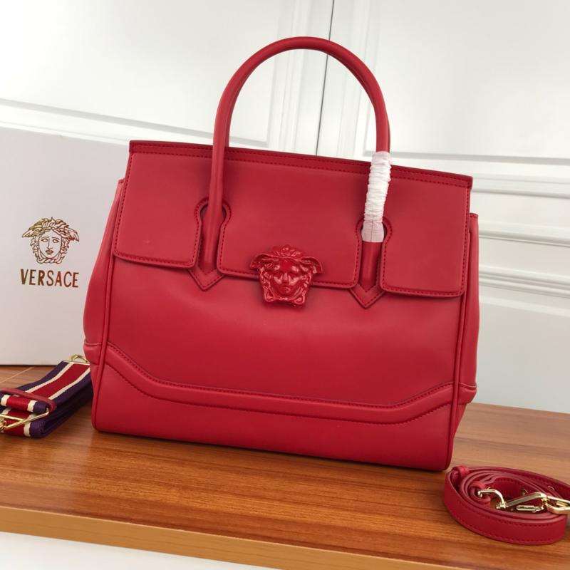 Versace Chain Handbags DBFF453 Full leather plain plain plain solid color, natural color button red